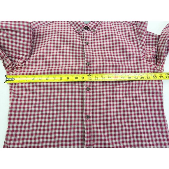 Banana Republic Slim Fit Luxe Flannel Size Large Mens Burgundy Gray Check Shirt - Picture 3 of 9